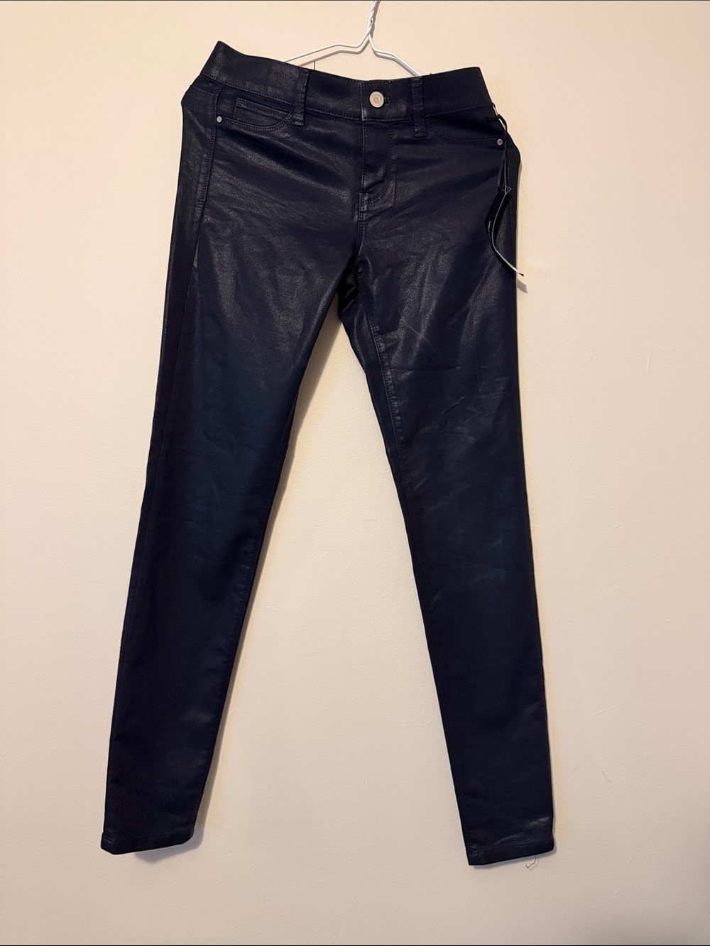 White House Black Market Black Coated Skinny Jeans size OR 25-26 waist